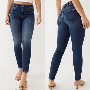 NWT True Religion Size 25 Jennie Curvy Mid Rise Saddleback Skinny Jeans $159